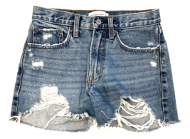 Abercrombie &amp; Fitch Shorts Womens 24/00 Blue Distressed Boyfriend Denim Destroy - £8.30 GBP