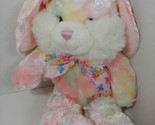 Wal-mart plush pink yellow green tie dye bunny rabbit carrot foot floral... - $25.98