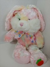 Wal-mart plush pink yellow green tie dye bunny rabbit carrot foot floral bow - £20.35 GBP