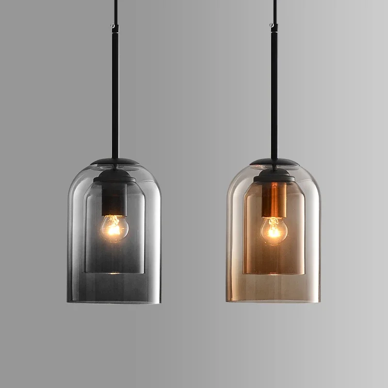 Nordic Pendant Light Postmodern Double Glass Hanglamp For Bedroom Dining... - $76.38+