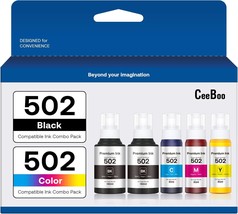 Refill Ink Bottle Replacement for Epson 502 2 Black Cyan Magenta Yellow ... - $67.87
