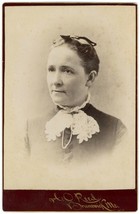 Antique Circa 1880s Cabinet Card Reed Lovely Older Woman Lace Brunswick, Maine - £7.46 GBP