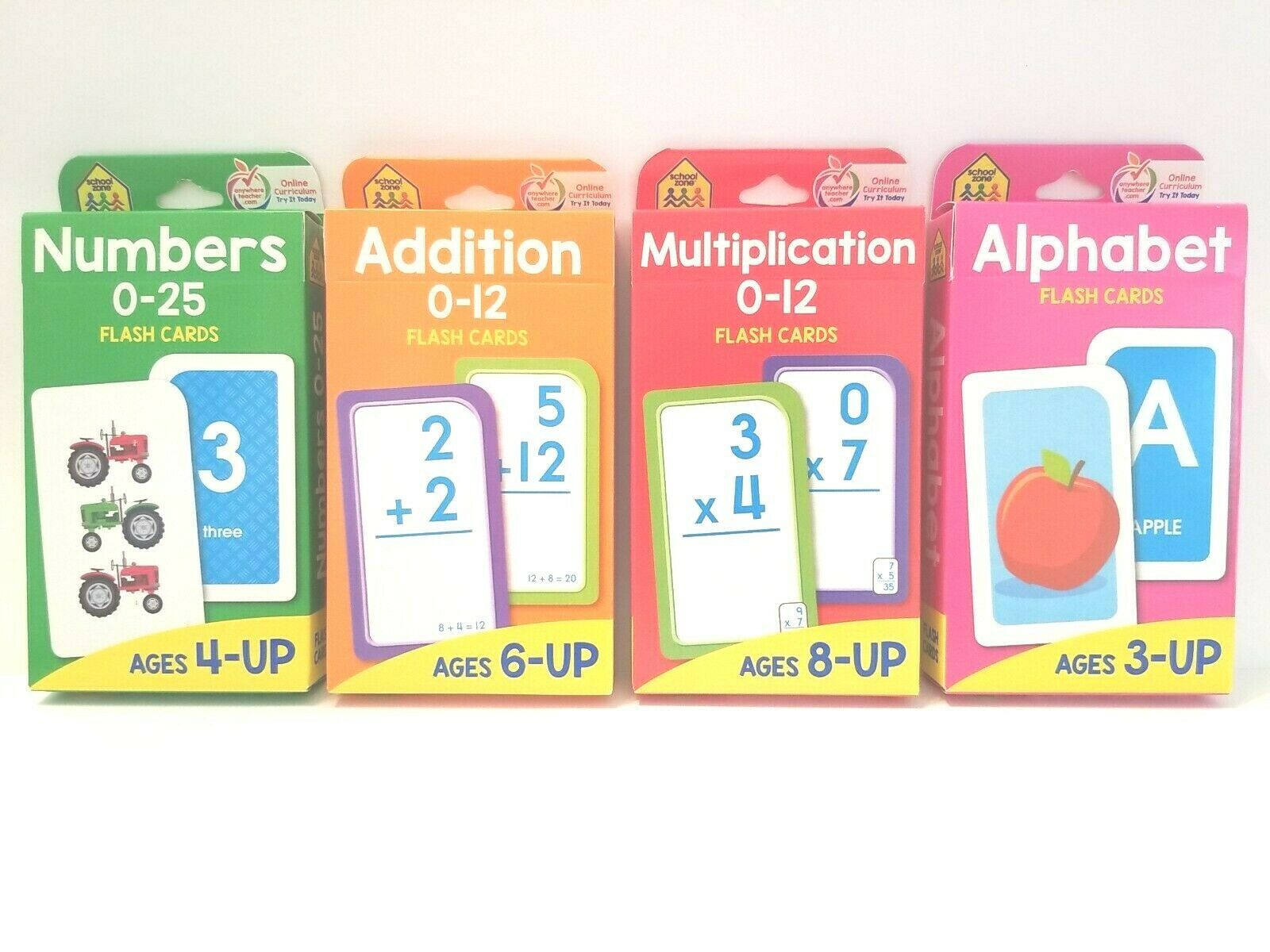 Primary image for Numbers Addition Multiplication Alphabet Picture Learning Flash Cards SET NEW