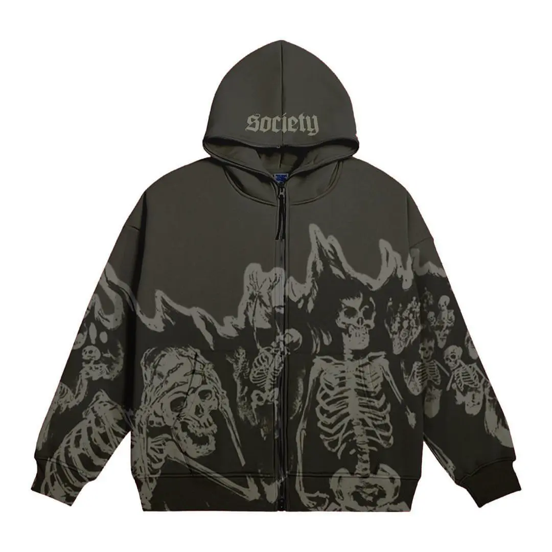 Men&#39;s Streetwear Crewneck skeleton Hoodie Couple style Y2K retro skeleton hoodie - £143.25 GBP