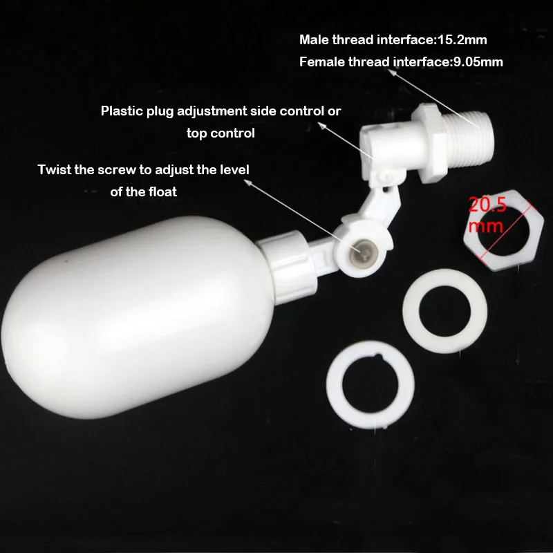 House Home 1/4&quot; inlet White Plastic Adjustable Auto Fill Float Ball Valv... - $25.00