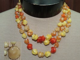 3 strand necklace 18&quot; lightweight plastic bakelite catalin vintage West ... - $24.74