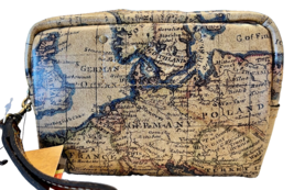 Patricia Nash Glena Leather European Map Euro Wristlet Bag Pouch NWT - $29.00