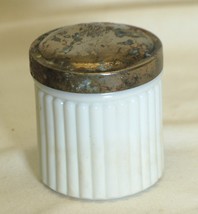 Langlois Boston Art Deco Milk Glass Vanity Powder Trinket Box Jar - $19.79