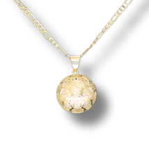 Soccer Ball iced Cz Pendant 14k Gold Plated 20&quot; Figaro Chain Men&#39;s Necklace - £9.02 GBP