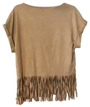 Romeo &amp; Juliet Faux Suede Top Medium 6 8 Tan Fringe Studs Yellowstone Cowgirl - £28.92 GBP