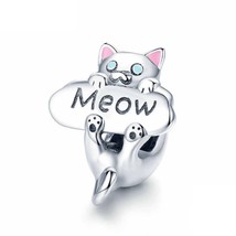 I Love My Kitten Cat Animal Pet Charm Sterling Silver 925 For European Bracelets - £15.85 GBP