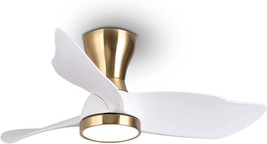 Reiga 36&quot; Flush Mount Modern Dc Low Ceiling Fan With Dimmable Light, And... - £173.75 GBP