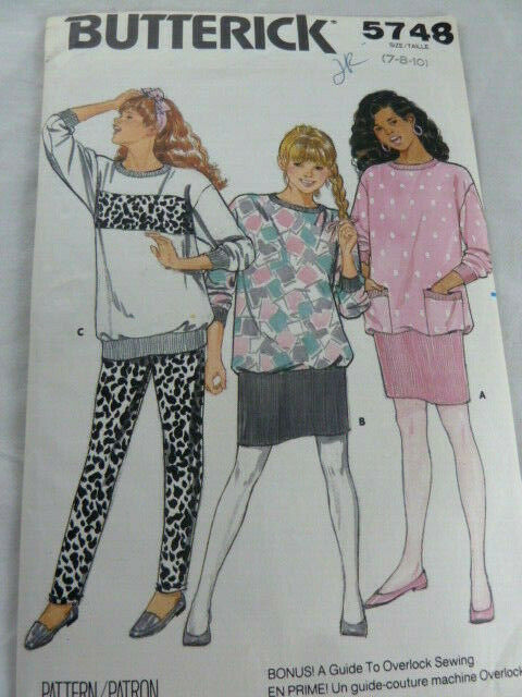 Butterick 5748 Vintage 1980s Girls Dress Pants Top Size 7 8 10 Moderate stretch - $9.89