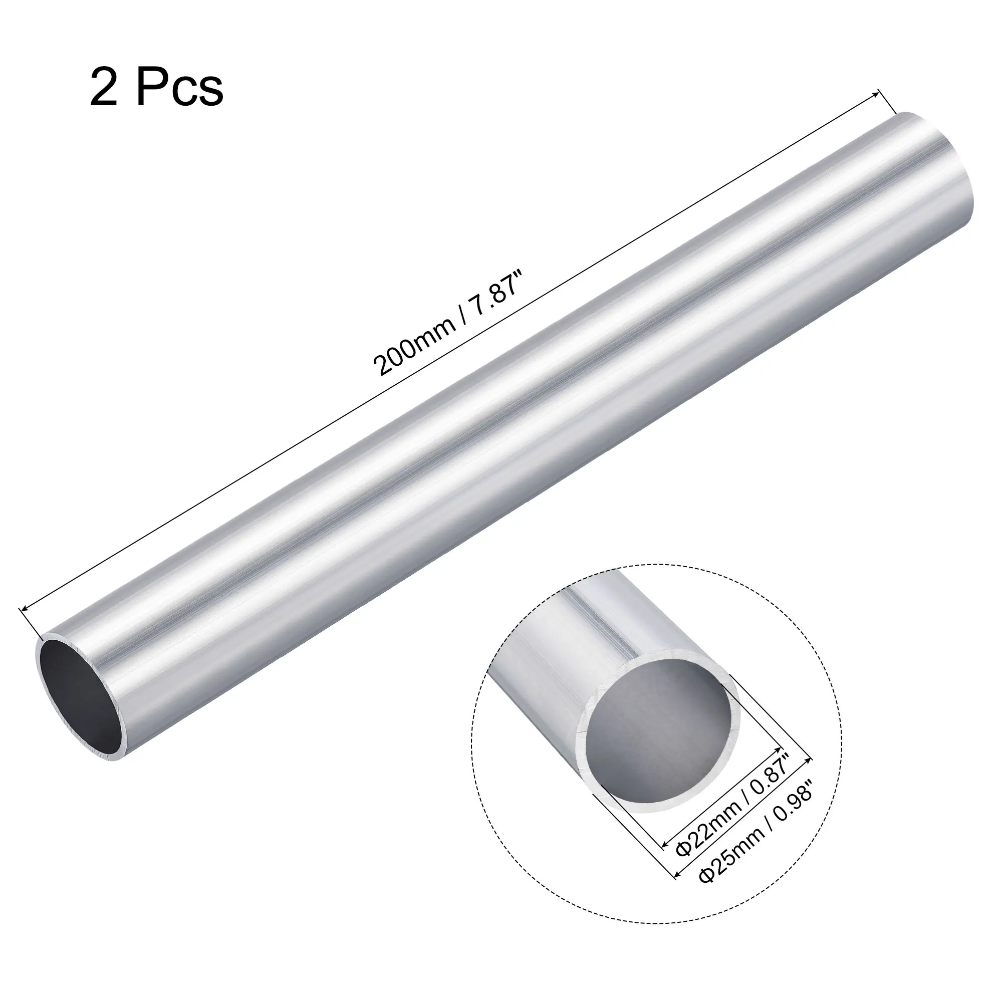 House Home Uxcell 6063 Aluminum Round Tube 25mm OD 22mm Inner Dia 200mm Length A - £32.14 GBP