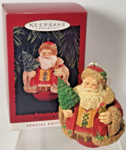 Vintage Hallmark Keepsake Ornament Evergreen Santa 1996 Special Edition Round - £5.30 GBP