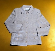 Vintage 1980s Castleberry Womens Wool Mohair Beige Knit Cardigan Jacket ... - $60.70