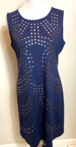 Cynthia Rowley Women&#39;s Knit Sleeveless Shift Dress with Studs Navy Blue Large - £18.93 GBP