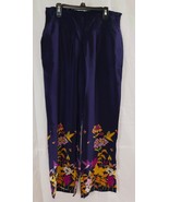 Twiggy London Hummingbird Floral Silk Pull On Pant with Pockets ~ Navy - $419.71 MXN