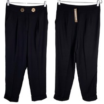 Do + Be Collection Pants Large Black Gold Buttons Pockets Stretch Cuffed... - £22.91 GBP