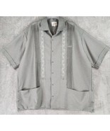 Disenos Alaro Shirt Mens 48 Gray Guayabera Vintage Button Up Short Sleeve - £42.04 GBP