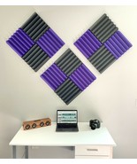 2&quot; Purple &amp; Black Acoustic Wedge Soundproofing Studio Foam Tiles 12 Pack - £29.50 GBP