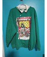 Vtg 90s 3XL Teddy Bear Ugly Christmas Nutcracker Sweatshirt Green Collar... - $600.55 MXN