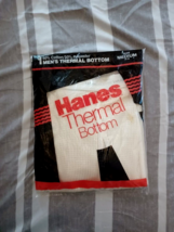 Vintage Hanes Thermal Bottom Men’s Medium White Waffle Long Johns USA 19... - $17.14