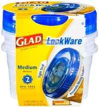 2 GLAD LockWare Plastic STORAGE CONTAINERS + 2 LIDS Medium size 28 oz BP... - $113.14