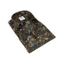 Men's Shirt By CASILA Turkey Cotton Blend Long Sleeves 501660-02 Olive Floral image 5