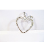 VTG 925 Sterling Silver and marcasite 1 1/4 long  beautiful open heart p... - £17.19 GBP
