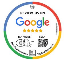 Tap and Share Large 4 Inch 10cm Contactless NFC One Touch &#39;Review us on Google&#39;  - £15.76 GBP