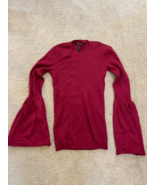 NWT BCBG MaxAzria Beet Red Maroon Knit Peplum Top Blouse Flare Sleeve Sz... - £13.79 GBP