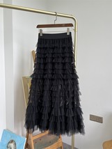 Black Tiered Tulle Maxi Skirts Women Plus Size Full Long Tulle Skirt image 1