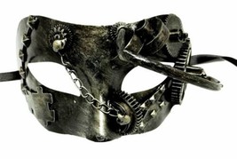Hydro SteamPunk Masquerade Mask Men Mardi Gras Antique Brushed Silver - £12.05 GBP