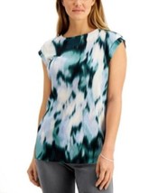 MSRP $70 Alfani Printed Cap-Sleeve Textured Tunic Top Size Medium - £23.43 GBP