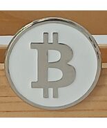 Cryptocurrency Bitcoin Lapel Hat Pin Button 1&quot; SILVER Crypto Coin BTC Pi... - $28.06 CAD