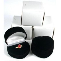 3 Black Flocked Heart Ring Gift Jewelry Display Boxes - £16.60 GBP