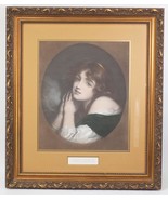 Vintage Framed Lithograph Print Young Woman Innocence Victorian Era Orna... - £241.78 GBP