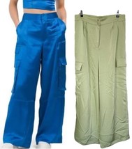 House of Harlow Women&#39;s Satin Cargo Pants High Waist Pockets Size L Pist... - $29.69