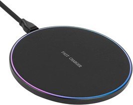 Wireless Charger 10W, Wireless Fast Charging Pad (No AC Adapter) (Black) - £9.60 GBP