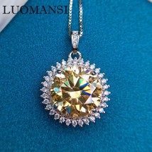 Luxury 5CT 11MM Yellow Moissanite Necklace Ring Passed Diamond Test High Jewelry - £251.07 GBP