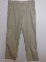 ST. JOHN&#39;S BAY MEN&#39;S KHAKI STRAIGHT FIT PANTS-34x32-COTTON/POLYESTER-BAR... - $11.29