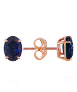 2 Carat 14K Solid Rose Gold Stud Earrings Natural Sapphire Gemstone - $5,465.86 MXN
