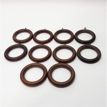 Wooden Curtain Rings Lot of 10 Dark Wood With Metal Eyelets Vintage 2.7/8&quot; - $13.86