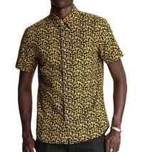 John Varvatos Star USA Men&#39;s Short Sleeve Doug Abstract Print Shirt Chartreuse - £27.27 GBP