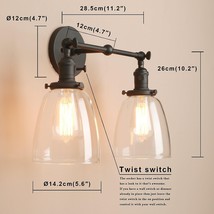 Pathson 2-LIGHT Wall Sconce Industrial Vintage Light Black - New / Repackaged - £66.82 GBP