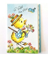 1950s Mini Gift Greeting Card Duckling Bluebird Easter Holiday Spring Cu... - $374.75 MXN