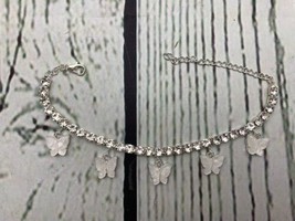Butterfly Ankle Bracelet for Women Girls Charms Butterfly Ankle Rhinestone Ankle - £18.98 GBP