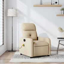 Massage Recliner Chair Cream Fabric - $7,347.24 MXN