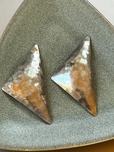 Vintage Large Nonmagnetic Silver Hammered Triangle Clip Earrings – 1.25 x 2 and - £23.02 GBP